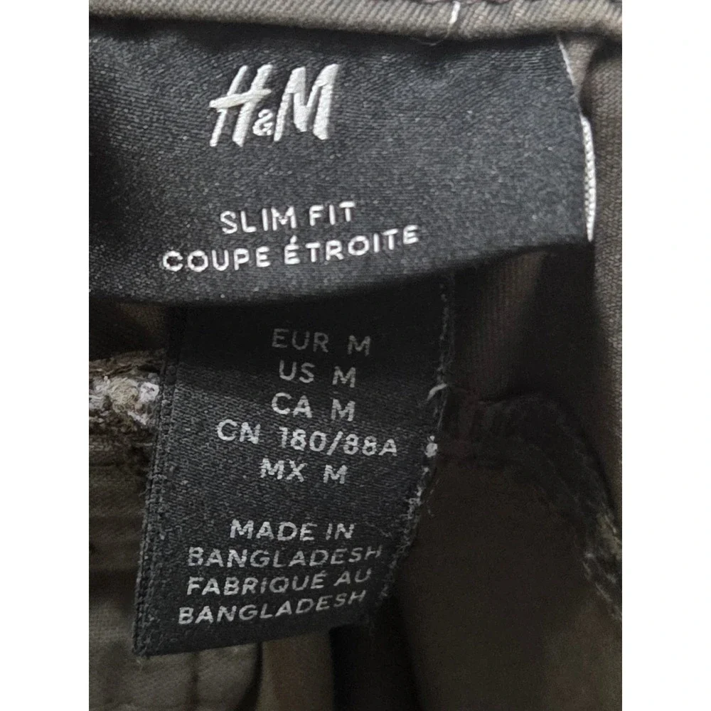 HM Slim Fit Joggers Mens Medium Dark Gray Articulated Knee Bungee Hem